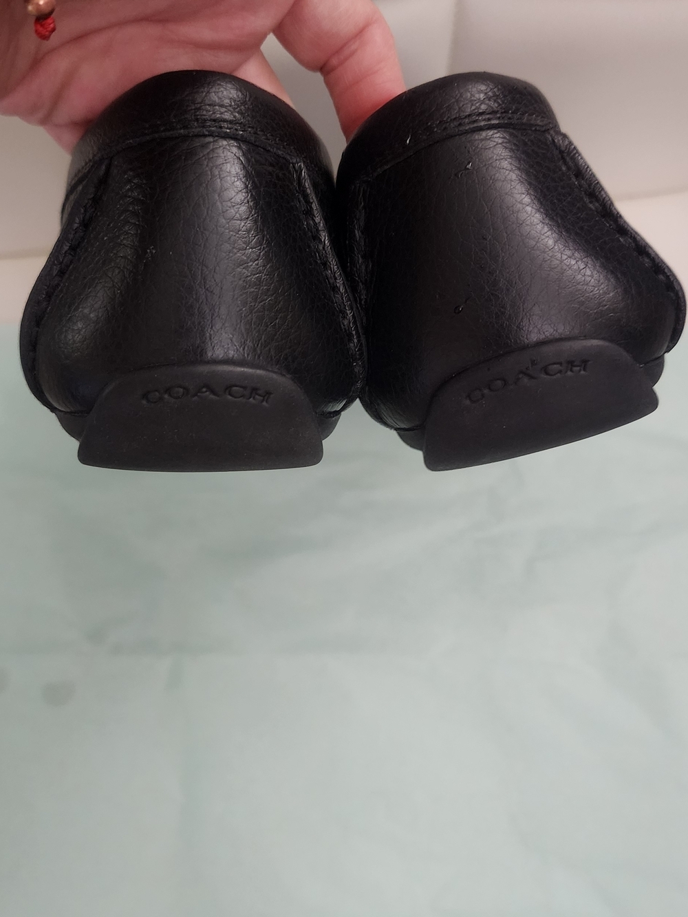 COACH Women's Black Leather Driving Loafers - Picture 7 of 9